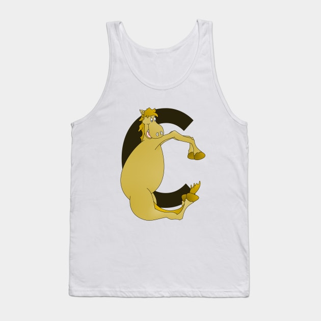 Pony Monogram Letter C Tank Top by mailboxdisco